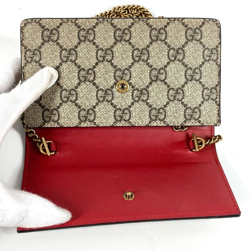 Gucci Shoulder Bag GG Cherry Cacrambo Rhinestone Logo 481291 GG Supreme Canvas