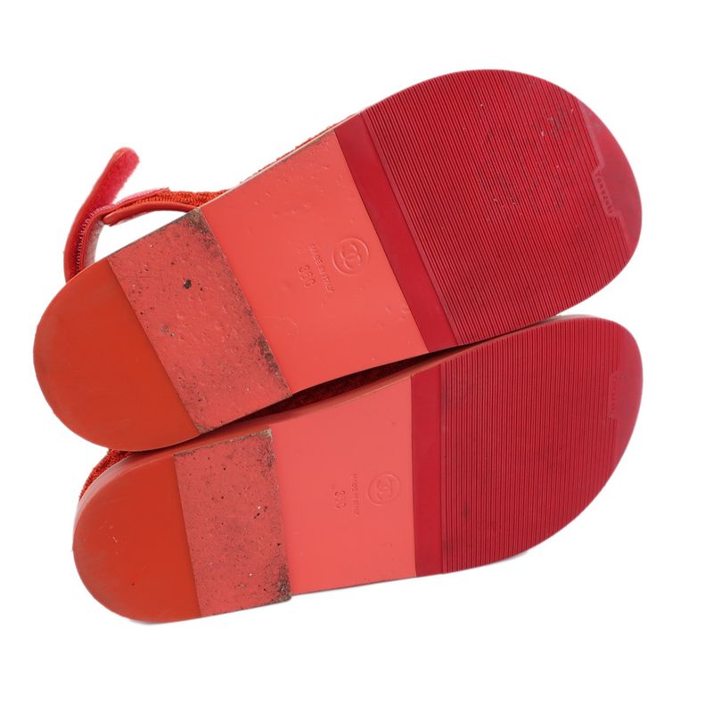 Chanel Sports Sandals Red Multicolor - G35927 36 Notation Leather CC