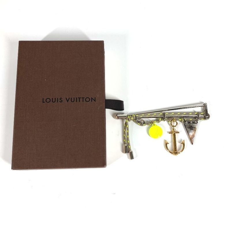 Louis Vuitton Brooch Rope LV Logo Metal Silver