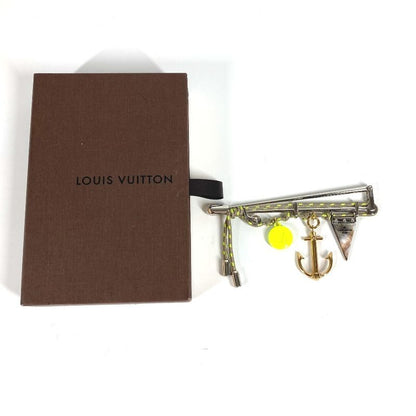 Louis Vuitton Brooch Rope LV Logo Metal Silver