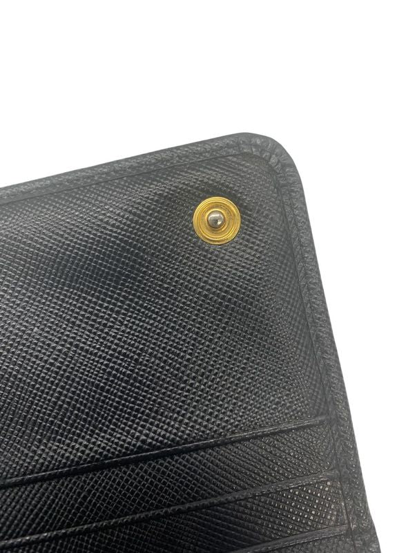 2589 Prada Bifold Long Wallet 1m1132 Saffiano Leather Ribbon Nero Black