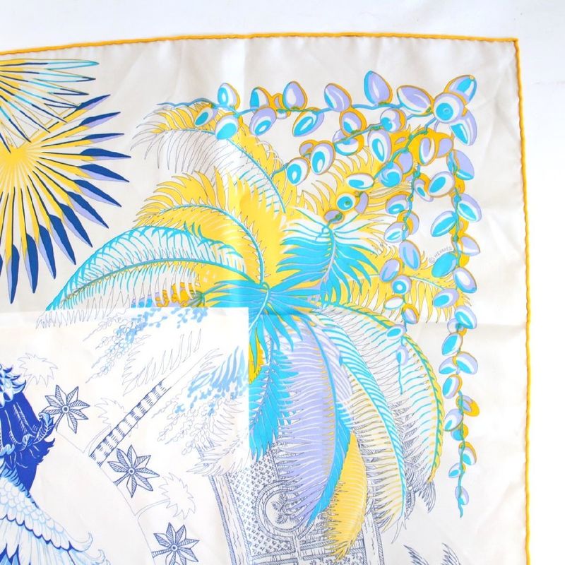Hermes Carre 90 Scarf the Myth of the Phoenix Silk Beige