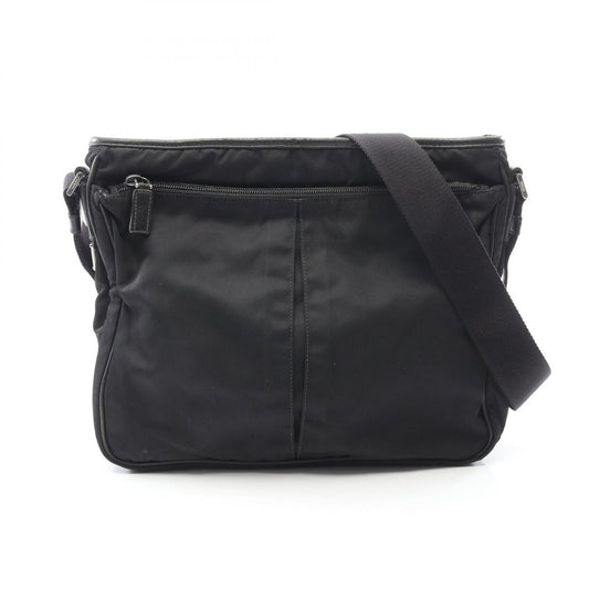 Prada Shoulder Bag Black Nylon Saffiano Leather