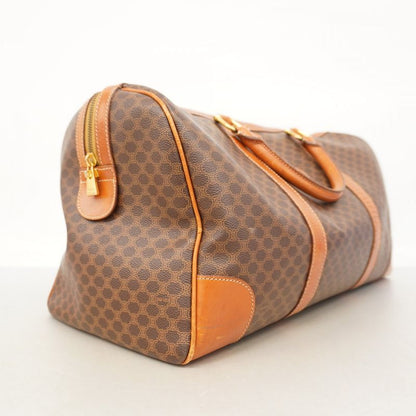 Celine Boston Bag Macadam PVC Brown Gold Hardware Women