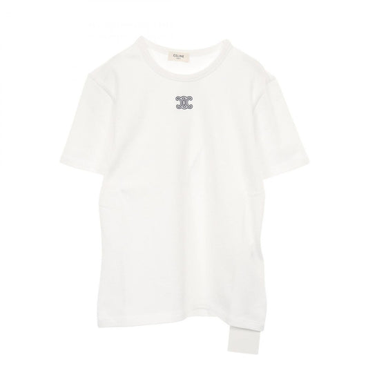 Celine Short Sleeve T-Shirt Triomphe White Navy Cotton
