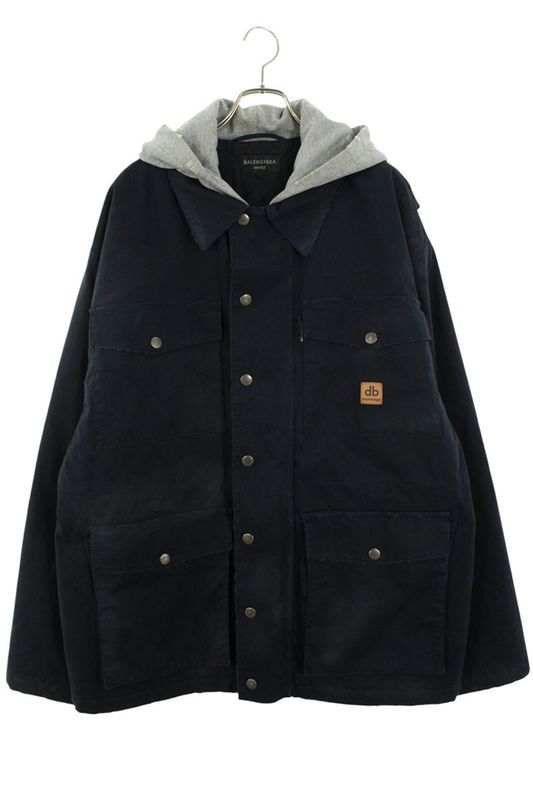 Balenciaga 23AW 751713 Top08 Doubleb Workwear Hoodie Blouson Men 3