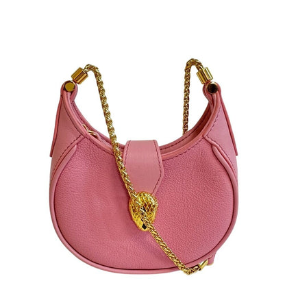 Bvlgari Micro Chain Shoulder Bag Snake Ellipse Pink