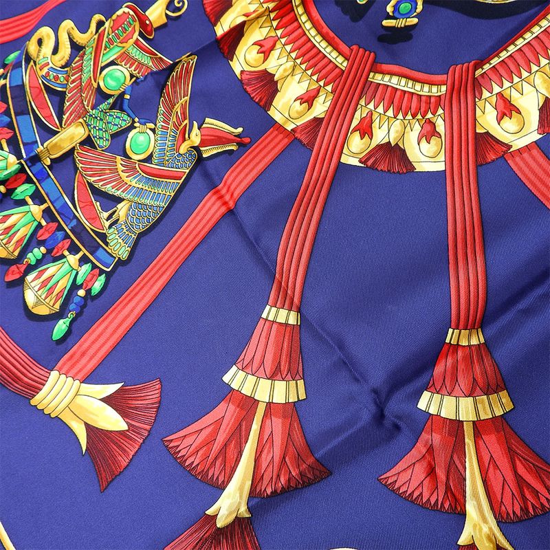 Hermes Scarf Carré 90 Silk Purple Bellflower Red Casy Scarab Pattern Women