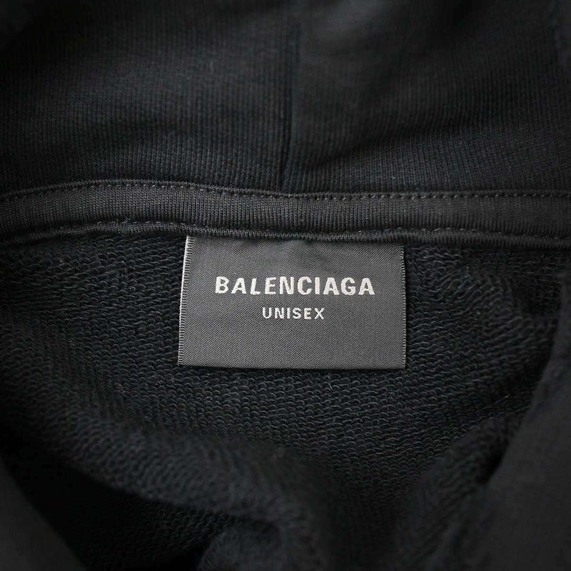 Balenciaga 24ss Round Hoodie Damaged Logo Print Pullover Sweatshirt Hoodie