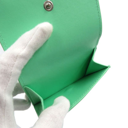 Bottega Veneta Intrecciato Compact Wallet Calf Silver Hardware Green Trifold