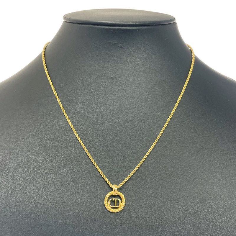 Christian Dior GP CD Logo Round Necklace Gold 448989 Necklace