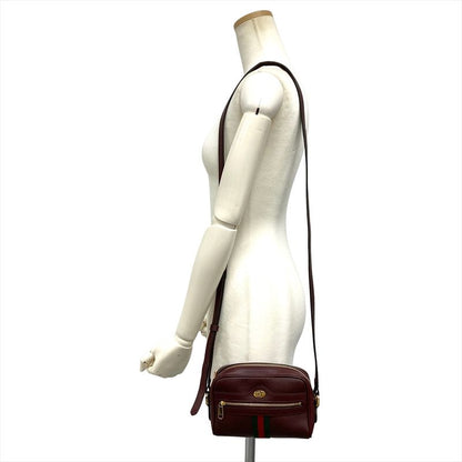 Gucci Ophidia Shoulder Bag Leather Bordeaux Gold Hardware Women