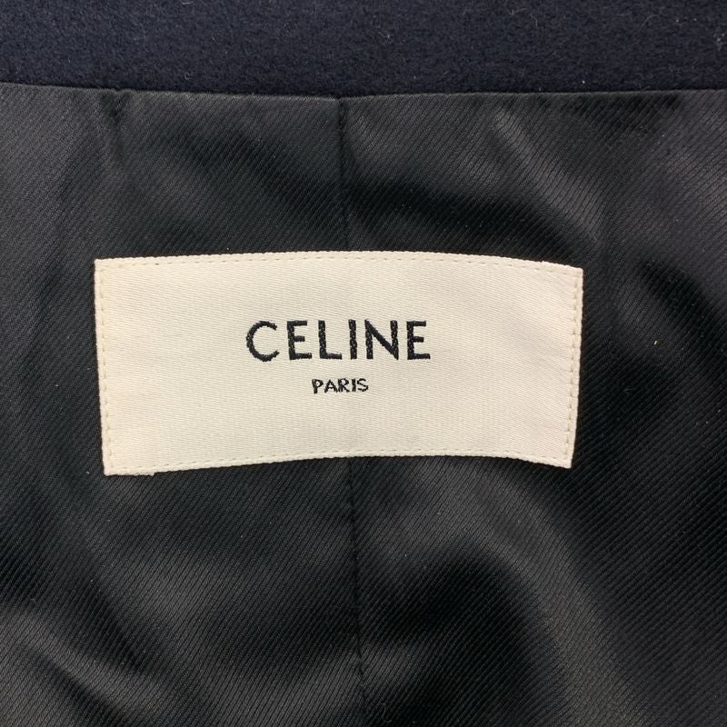 Celine - Wool Gold Button Double Overcoat Fully Lined - 40 - Dark Navy - Women's