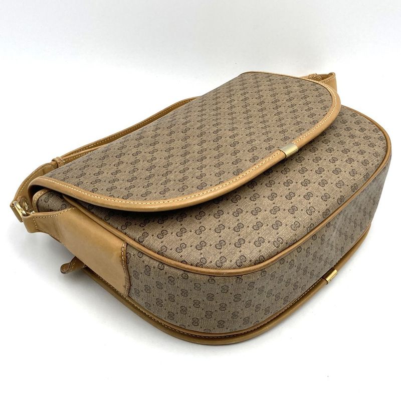 Gucci Old Gucci 001 4798 Shoulder Bag Vintage Brown Pvc/gg Supreme Canvas Micro