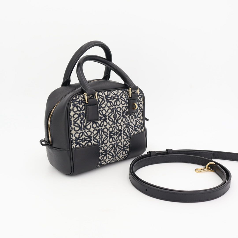 Loewe Amazona 16 Navy Black Gold Hardware A039n21x03 Calf Anagram Jacquard