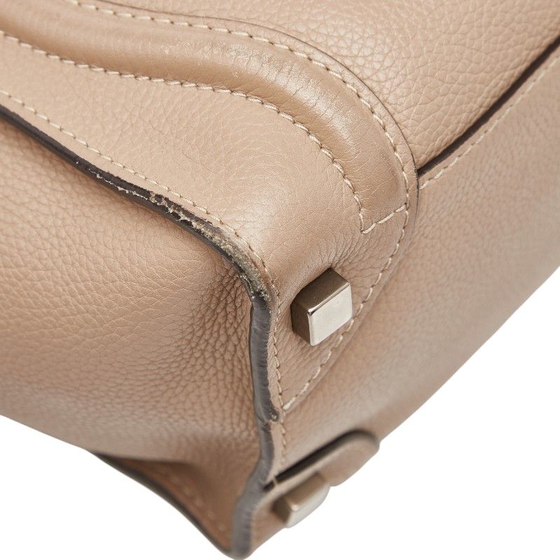 Celine Luggage Micro Shopper Beige Leather Women's Celine