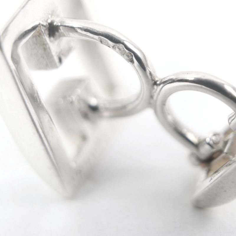 Hermes Vintage H Logo Motif Cufflinks Button Cufflinks Sv925 Silver With Box