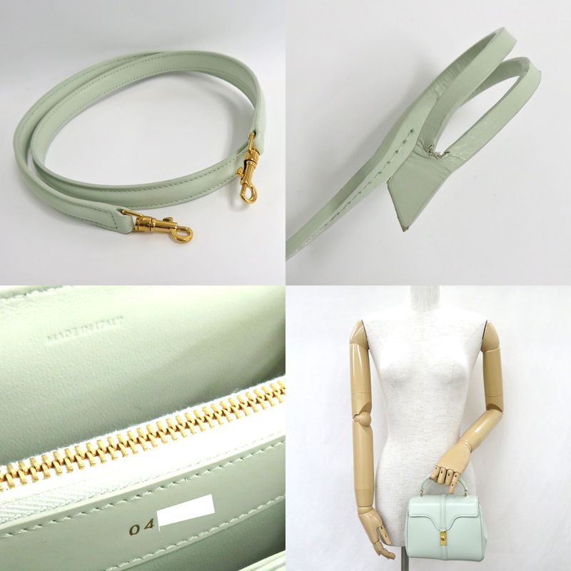 Celine Mini 16 Seise 197983bey.29ja Jade Calfskin 2way Handbag