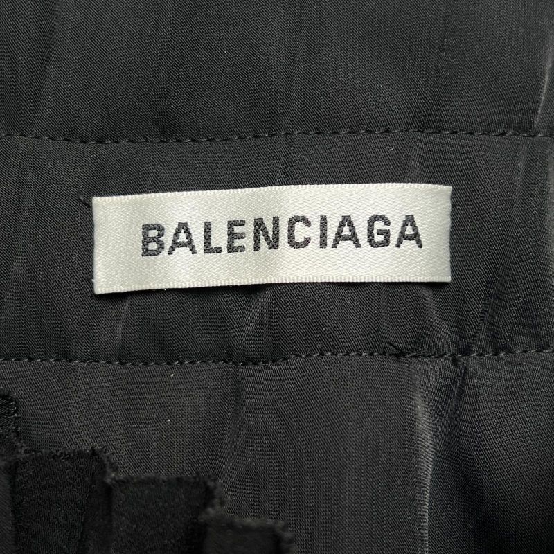 Balenciaga 529757 Asymmetrical Pleated Back Logo Skirt Black 36 Made In Italy