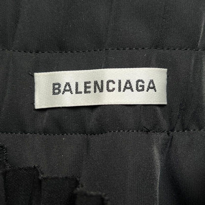 Balenciaga 529757 Asymmetrical Pleated Back Logo Skirt Black 36 Made In Italy