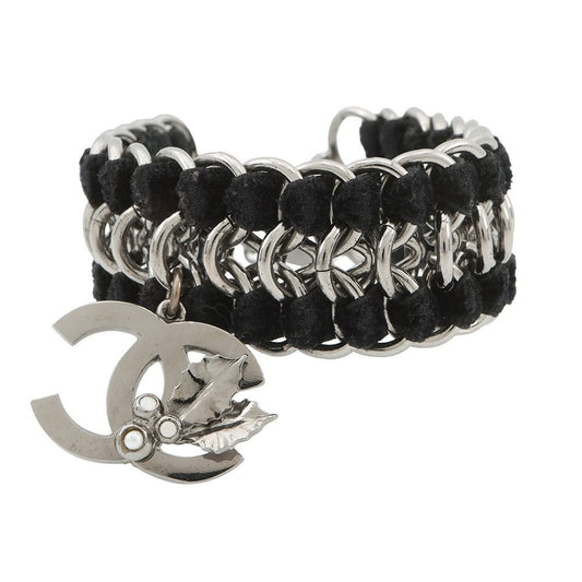 Chanel Bracelet CC Logo Velvet Rhinestone Faux Pearl