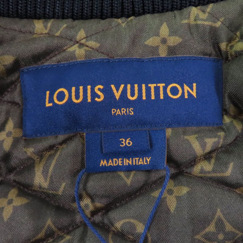 Louis Vuitton 22SS Silk Monogram Bishop Sleeve Bomber Jacket Black 36 Hanger