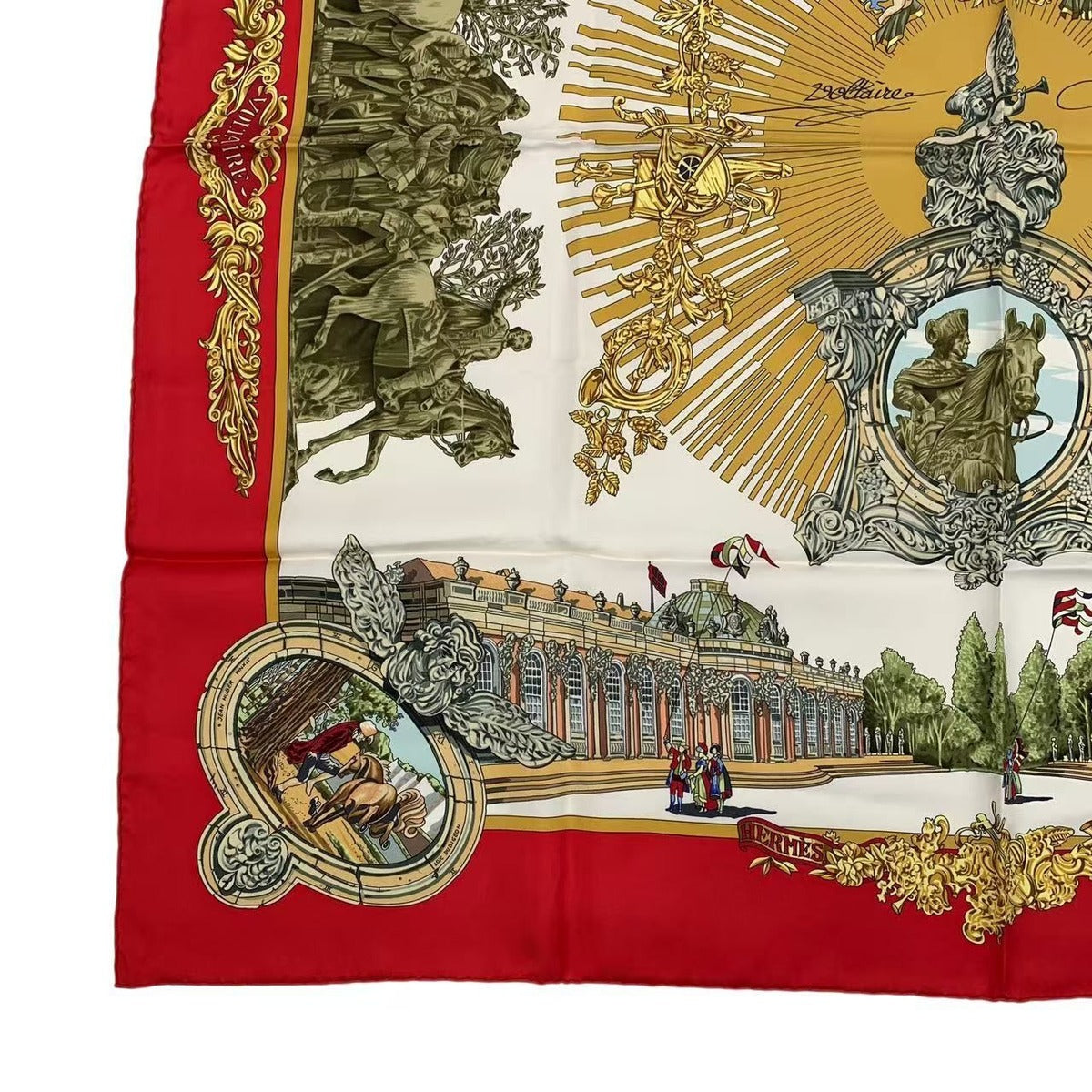Hermes Scarf Silk Carre 90 Sanssoucy Palace Red — view 4