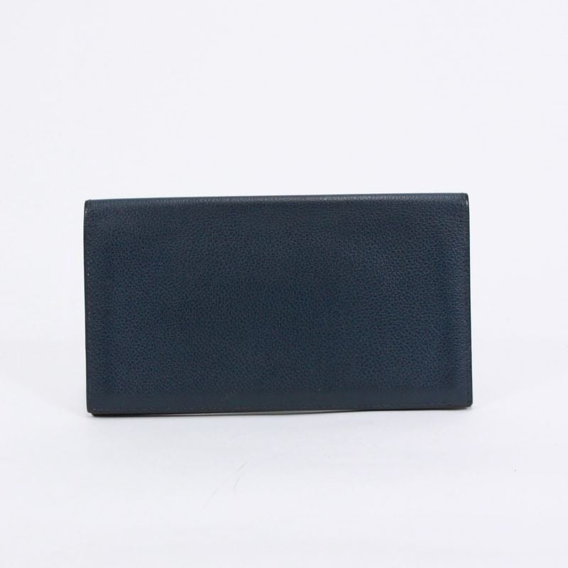 Hermes Long Wallet Evercolor Leather Navy