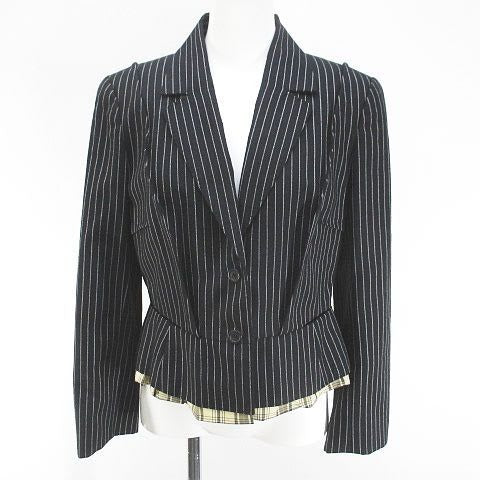 Louis Vuitton Striped Jacket Cashmere Blend 40 Navy Hair Wool