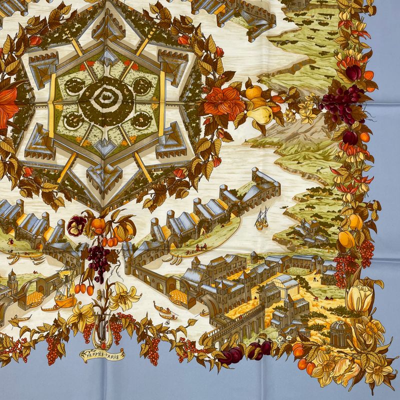 Hermes Scarf Carre 90 Silk Au Pays De Cocagne In Paradise Multicolor With Box