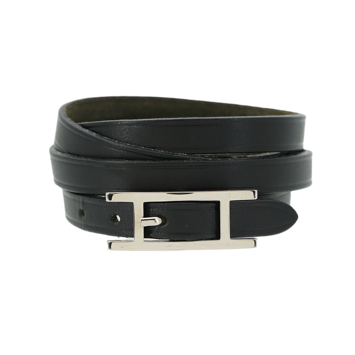 Hermes Hapi 3 Bracelet Swift Black Silver