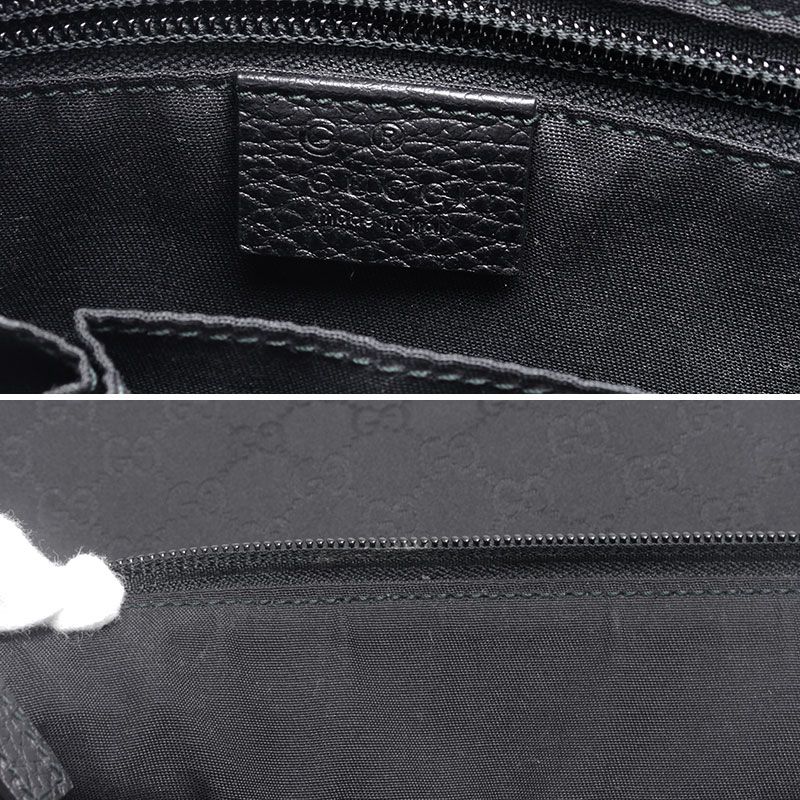 Gucci Shoulder Bag 374414 GG Canvas And Leather Black