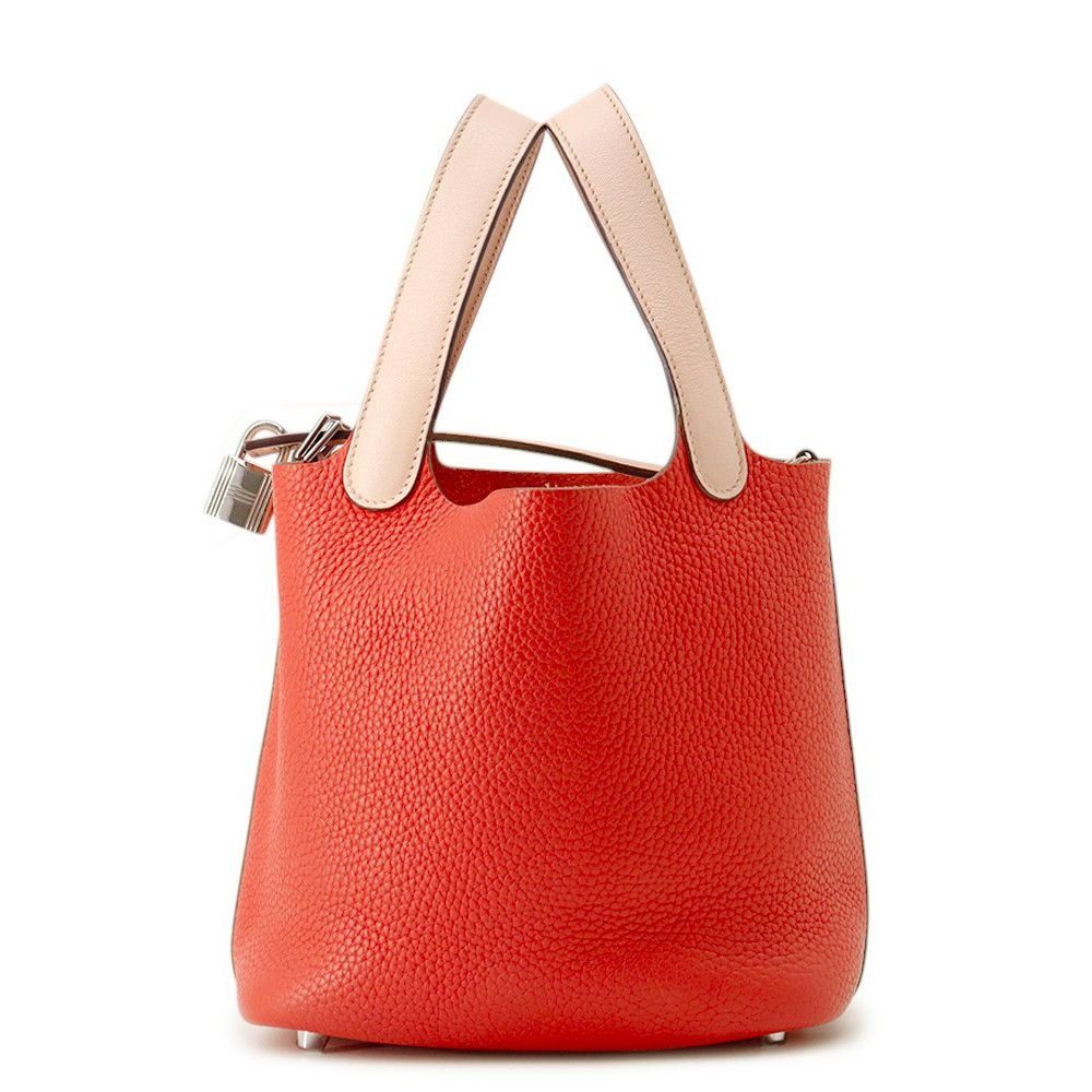 Hermes Picotin Lock PM Touch Rouge Tomato Rose Eglantine Silver Taurillon