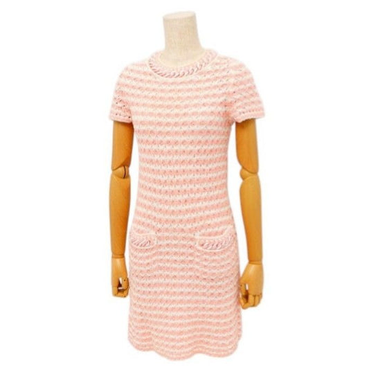 Chanel Dress Size 34 P58 Braided Chain Knit CC Logo Button Coco Mark