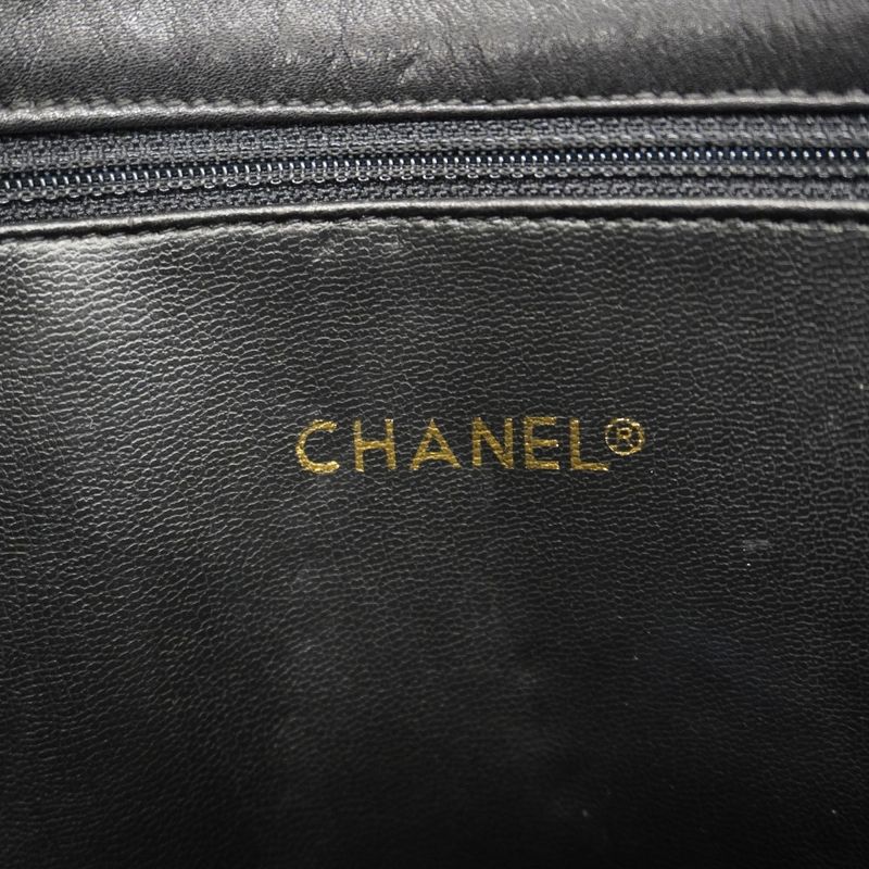 Chanel Shoulder Bag Matelasse Lambskin Black Gold Hardware Women