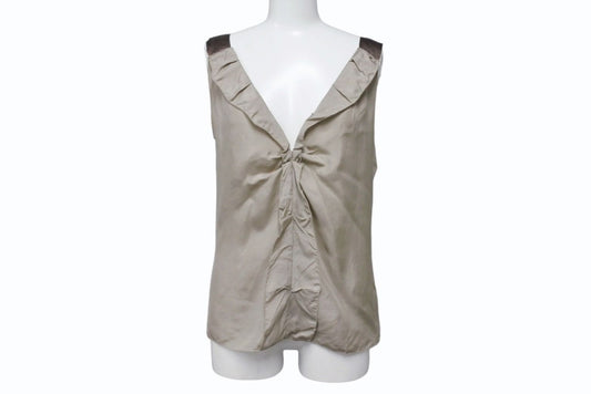 Miu Miu Sleeveless Tunic Top Hao Silk Beige Brown