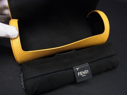 Fendi Leather Jewelry Case Accessory Case Yellow Aw0856