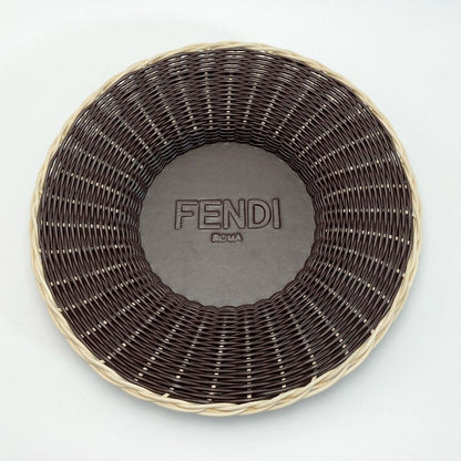 Fendi Ff Logo Underplate Tableware Collection Dark Brown Rattan/leather Box