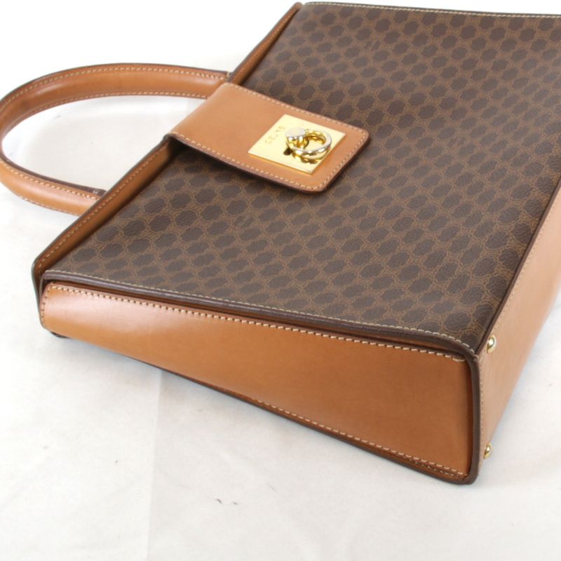 Celine Macadam Handbag Leather /PVC Brown