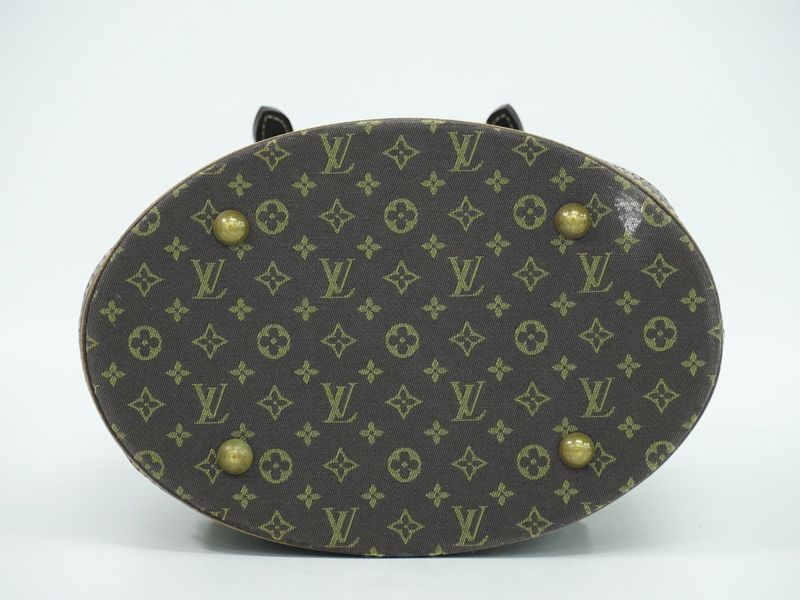 Authentic Louis Vuitton LV Bucket PM Monogram Mini Lin Shoulder Bag Tote Bag