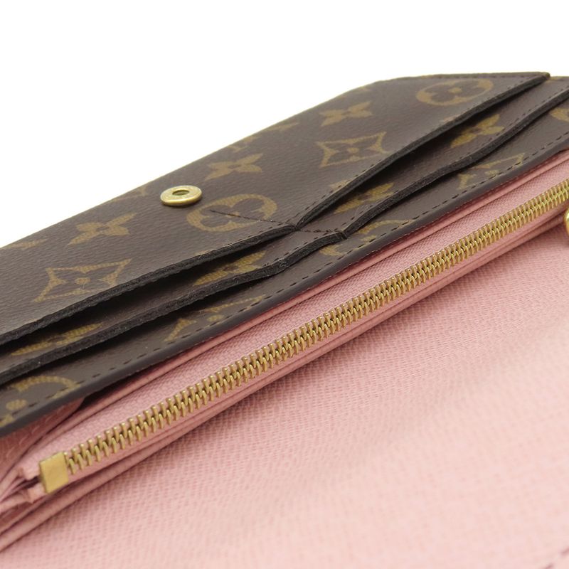 Louis Vuitton Long Wallet Portefeuille Sarah Monogram Canvas Rose Ballerine