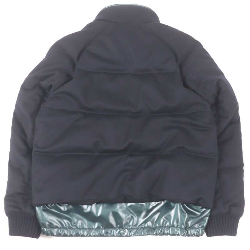 Hermes 2022 100% Cashmere Hooded Docking Design Down Jacket Navy 46 Hanger Made