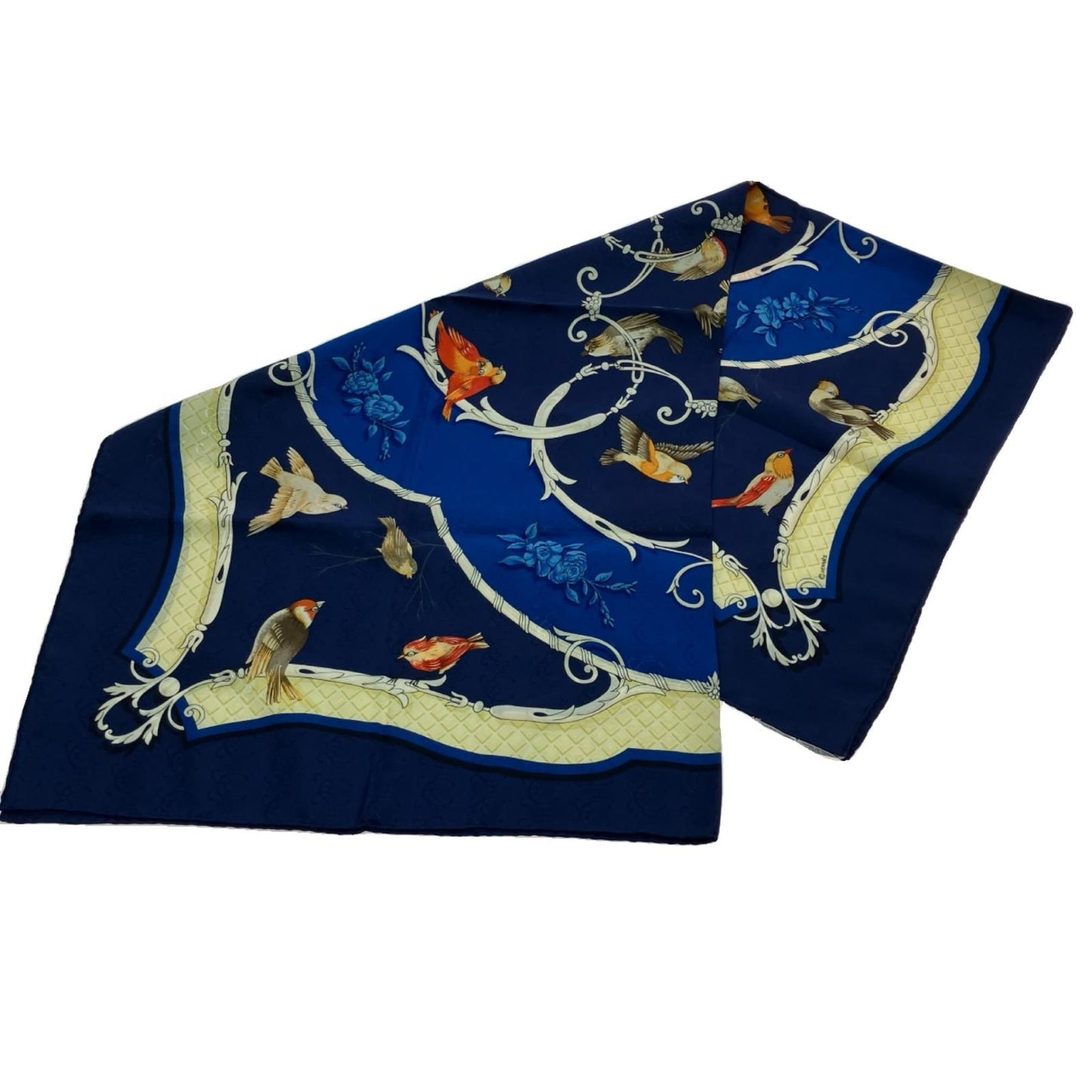 Hermes Scarf Carre90 Key to Freedom Lacledeschamps Blue