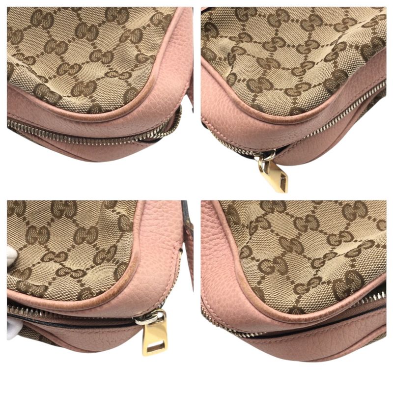 Gucci GG Pattern Pink Beige Brown GG Canvas/leather 449413 Shoulder Bag