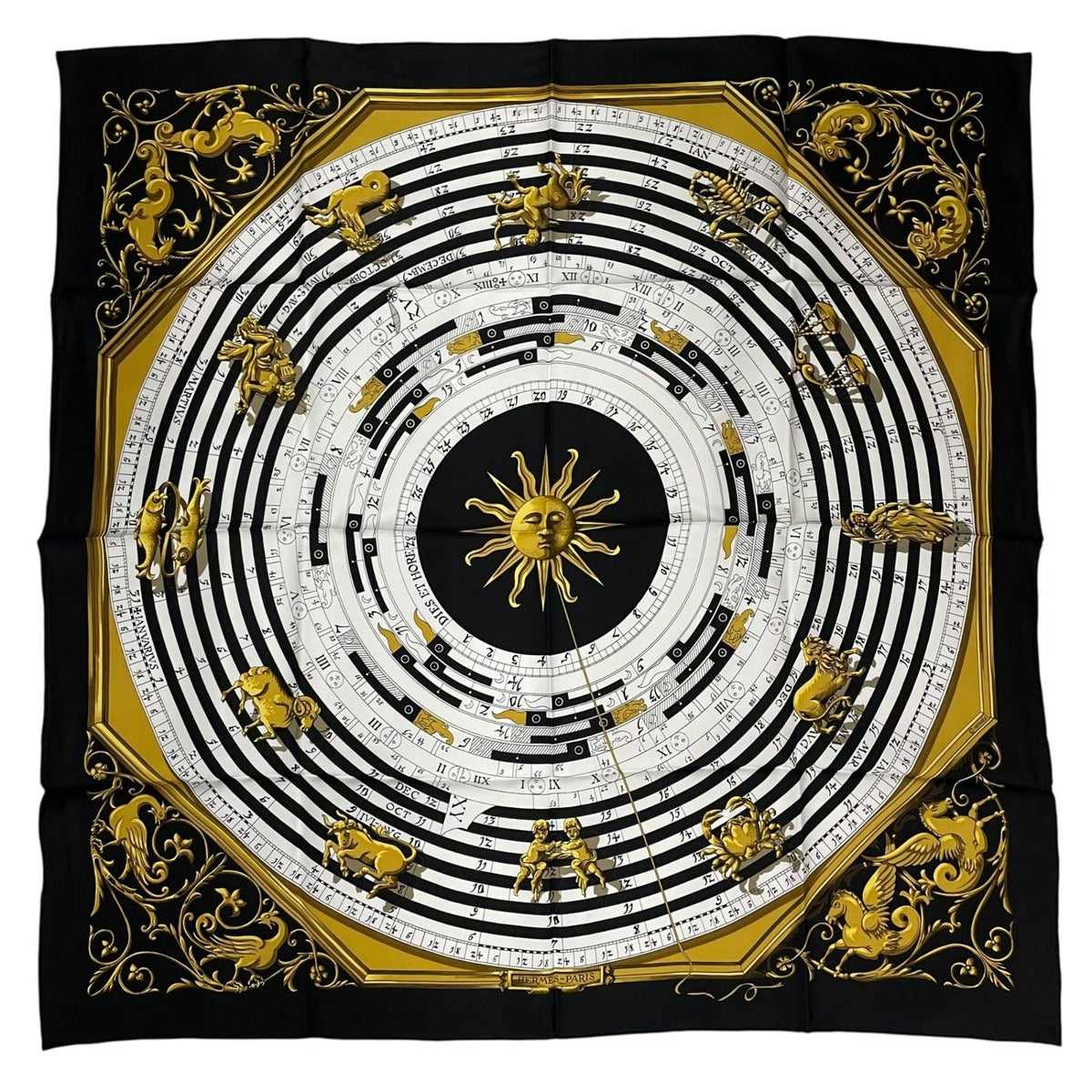 Hermes Scarf Silk Carre 90 Dies ET Hore Astrology Black — view 2