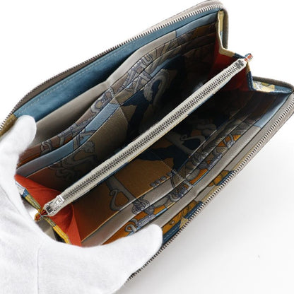 Hermes Azap Long Silk-in Vaux-epson And Silk Etoupe C Ladies Long Wallet