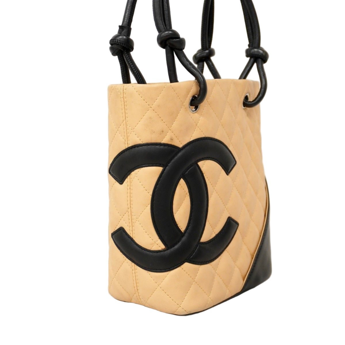 Chanel Tote Cambon Lambskin Beige Black Silver — view 2