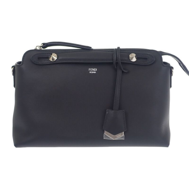 Fendi Visible Medium 8 Bl146 2-Way Bag Shoulder Calfskin Black Silver