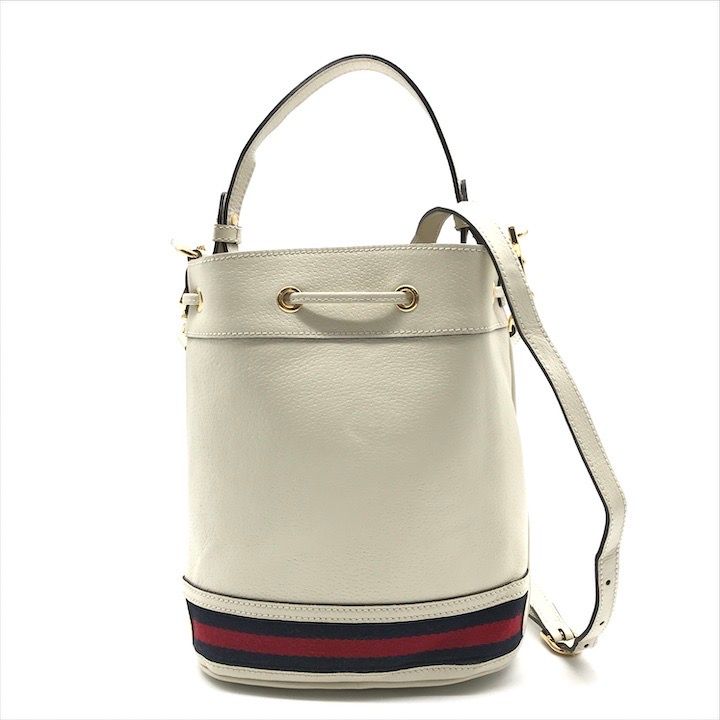 Gucci Leather Small Bucket Ophidia Gghardware 2-Way Bag White