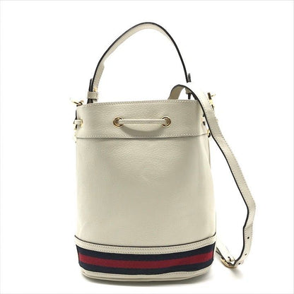 Gucci Leather Small Bucket Ophidia Gghardware 2-Way Bag White